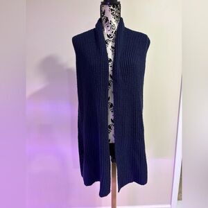 Loft Navy Knit med length cardigan vest​​​​